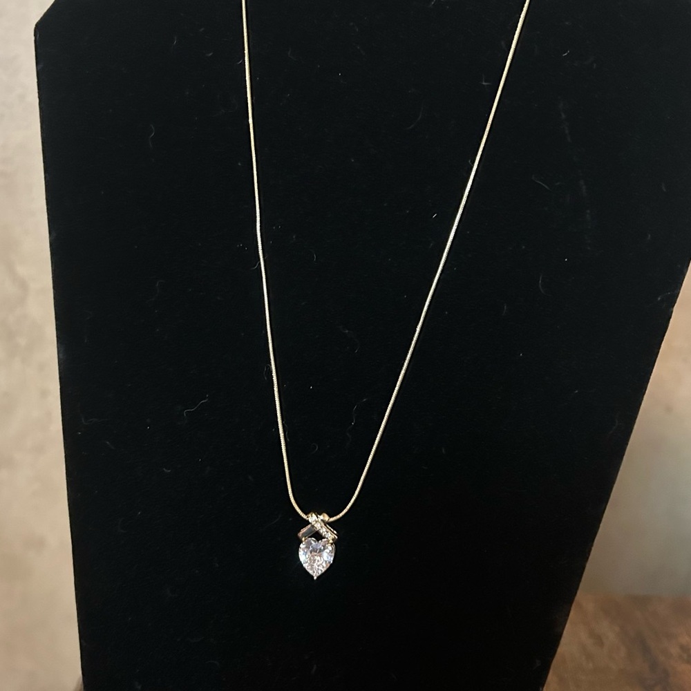 Gold Necklace with Swarovski Heart Pendant